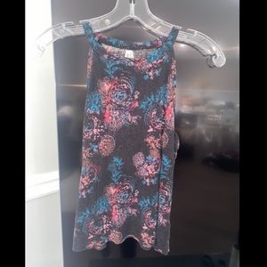 Mudd Y2K 90s Floral Tank Top Black Pink Blue Juniors L